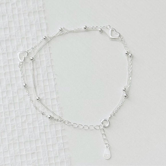 Sterling Silver Heart Bracelet, Cute Dainty Gift Bracelet - Picture 3 of 4